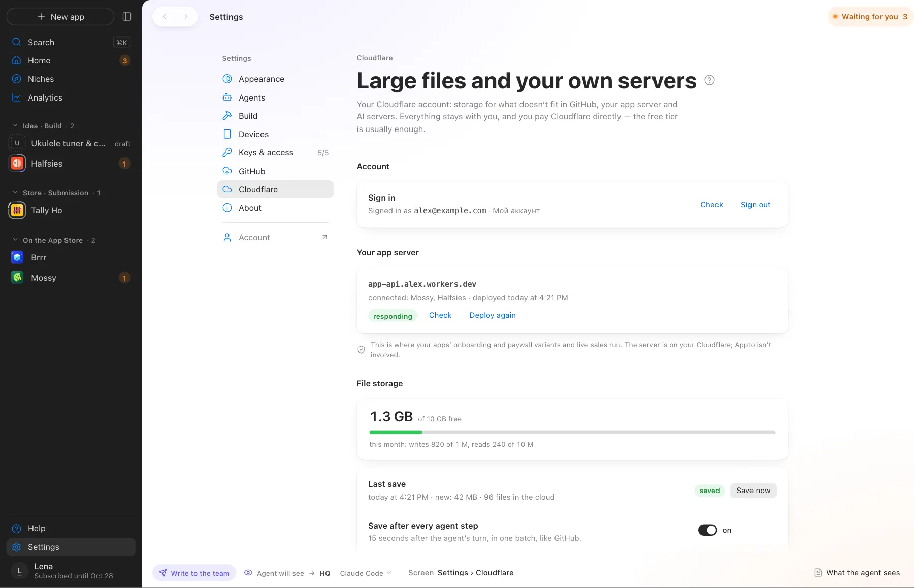 App server, AI server and storage on your Cloudflare