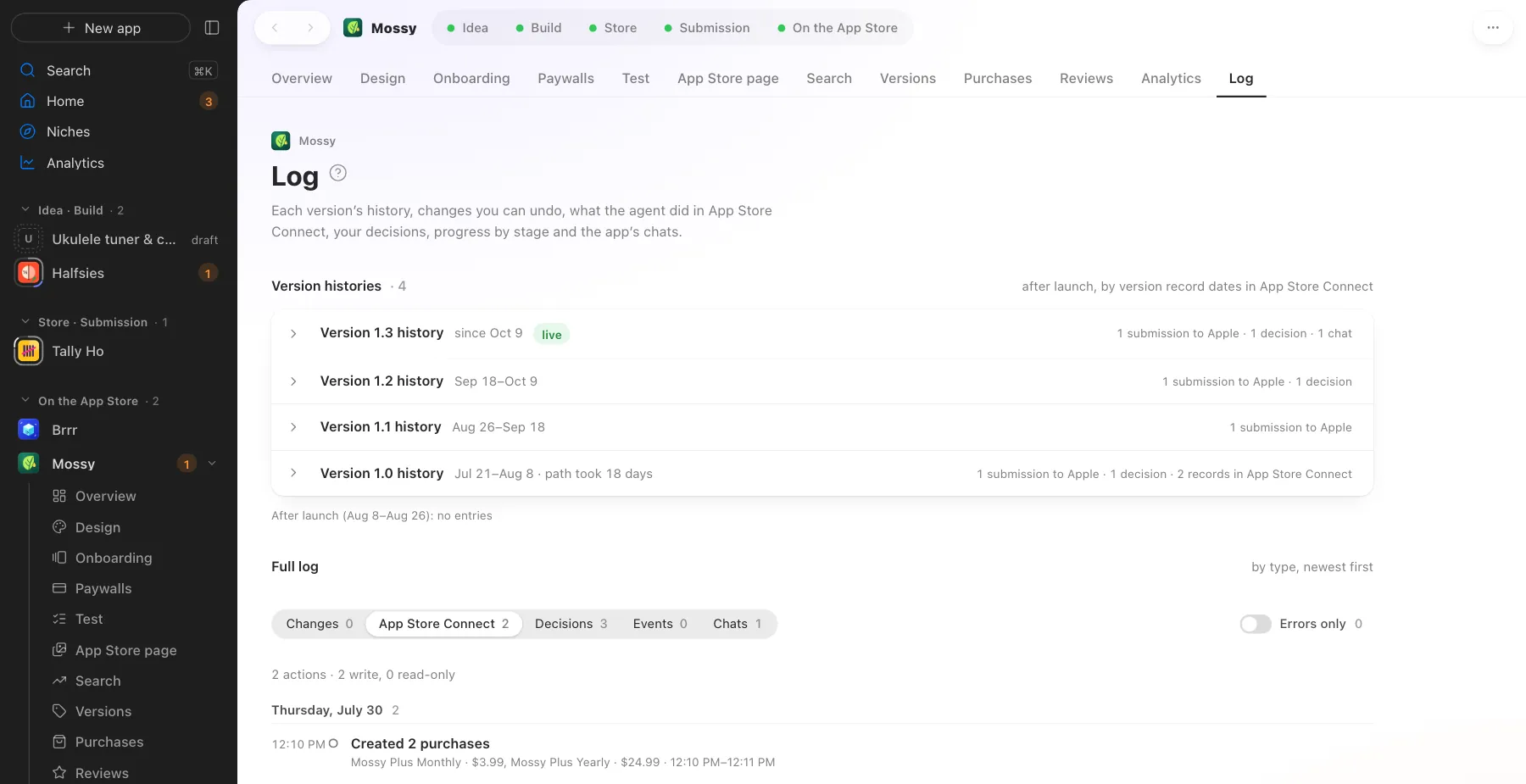 The log. The history of every version and restoring “as it was”