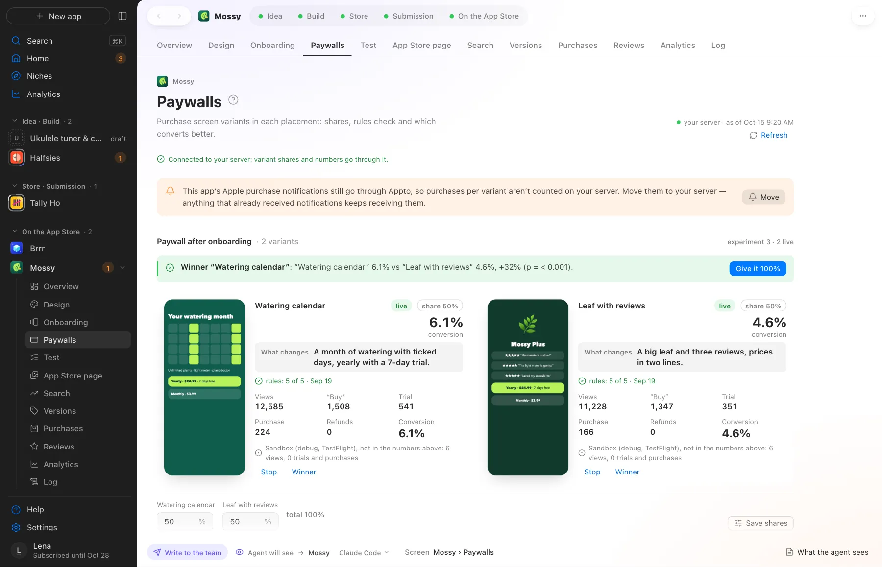 Paywall variants are counted on your own server