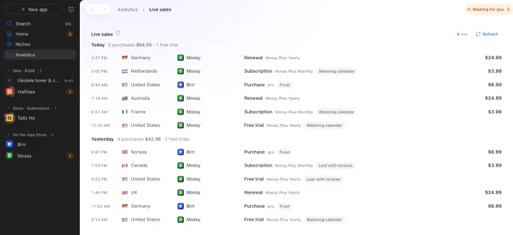 Appto: Live sales